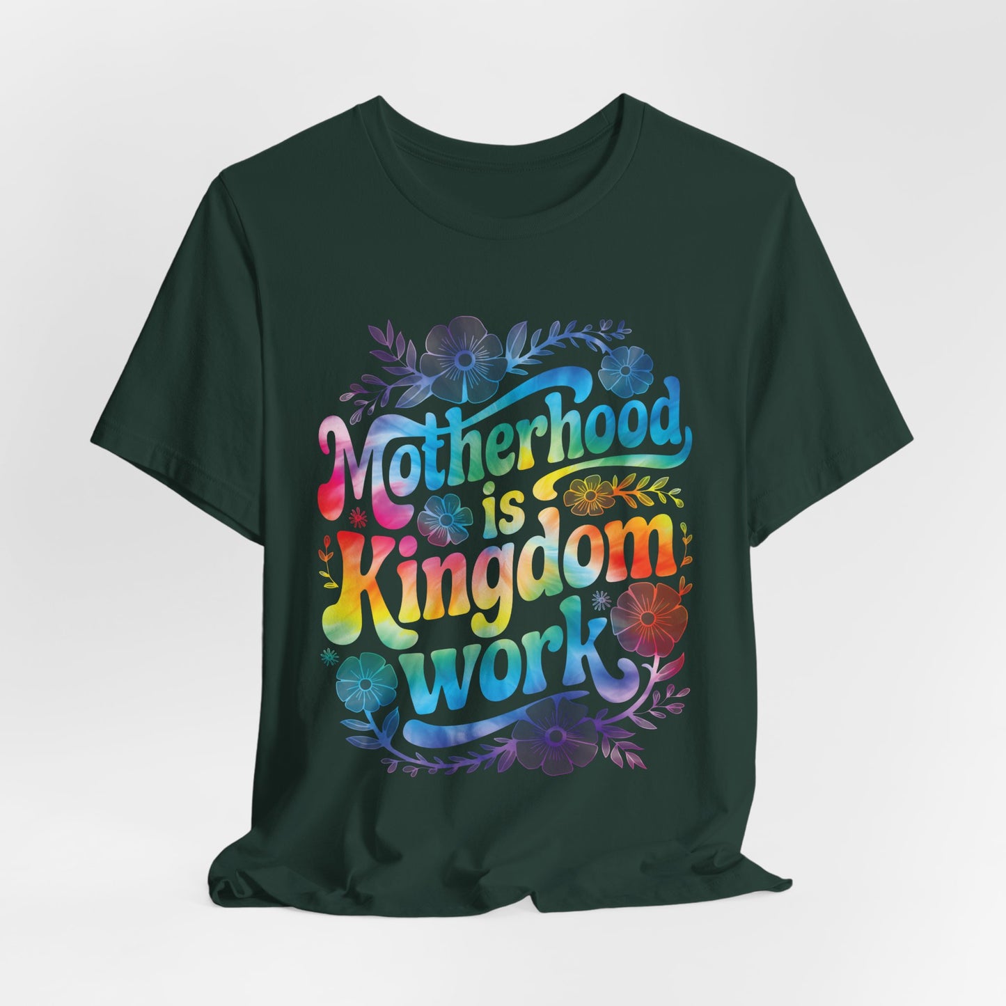 Motherhood Is Kingdom Work Christian Mom Pink Tie Dye Style