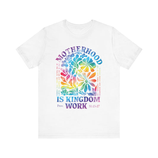 Motherhood Is Kingdom Work Christian Mom Pink Tie Dye Style